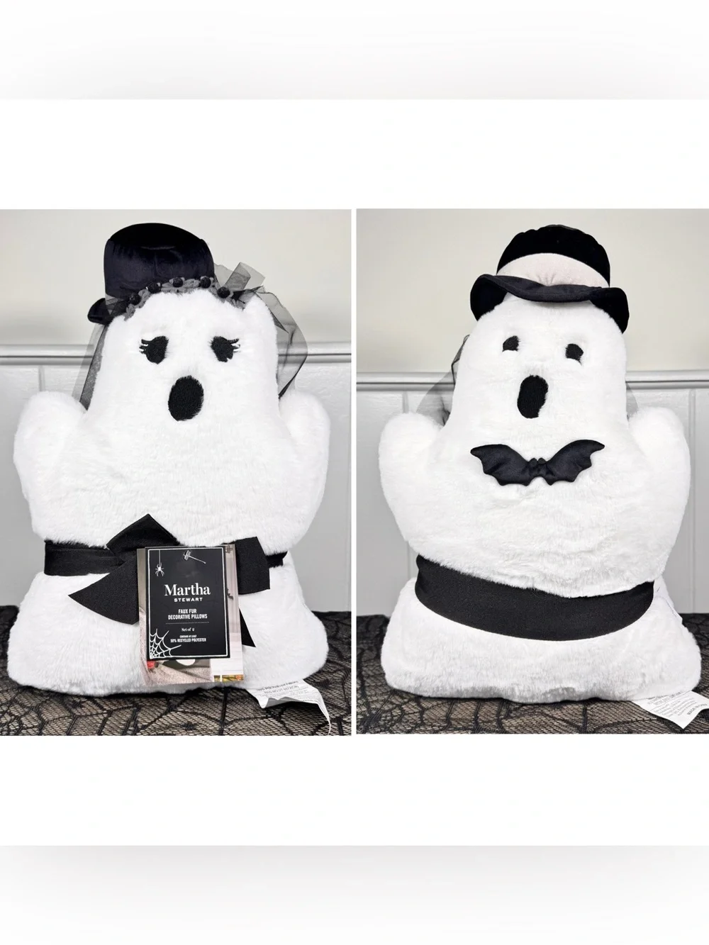 NEW Martha Stewart Bride and Groom Ghost Halloween Pillows